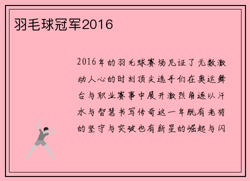 羽毛球冠军2016